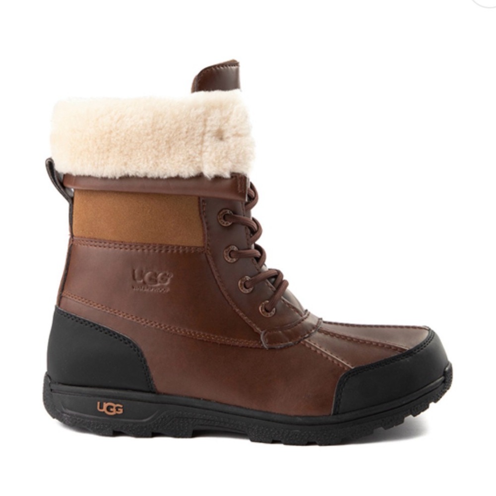 SOLD — UGG Chocolate Brown and Black Boots with Cream Fur — NWT No Box